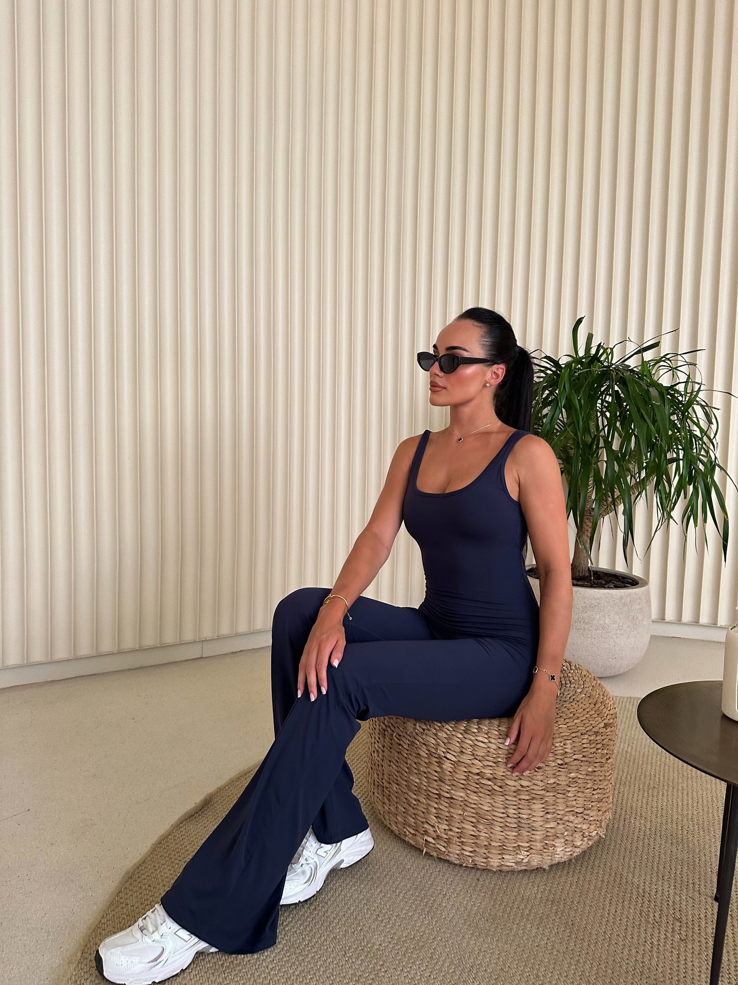 Everyday Flared Sculpted Jumpsuit In Navy