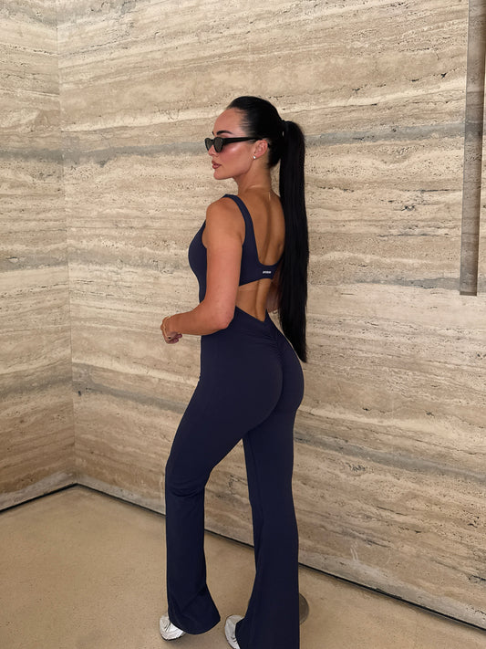Everyday Flared Sculpted Jumpsuit In Navy